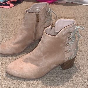 Tan suede booties